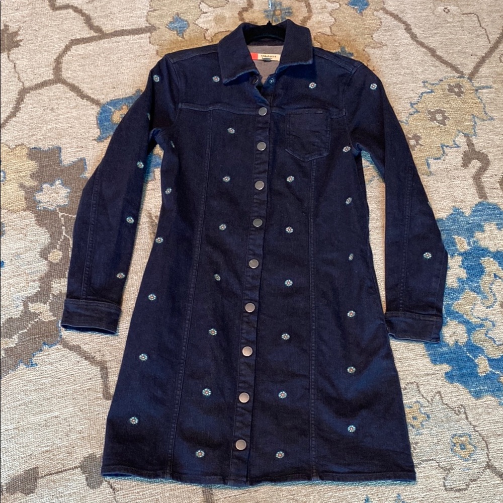 Ted Baker Rosarie Denim Dress/coat Floral Embroidery Y2K